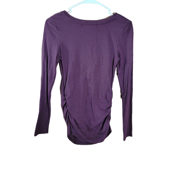 Old navy maternity long sleeve ruching purple maroon button shirt top lounge - Picture 2 of 4